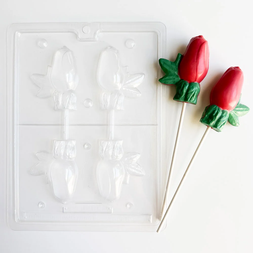 3D Rose With Leaves Candy Mold