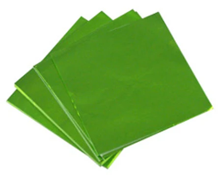3x3 inch Lime Green Foil Candy Wrappers