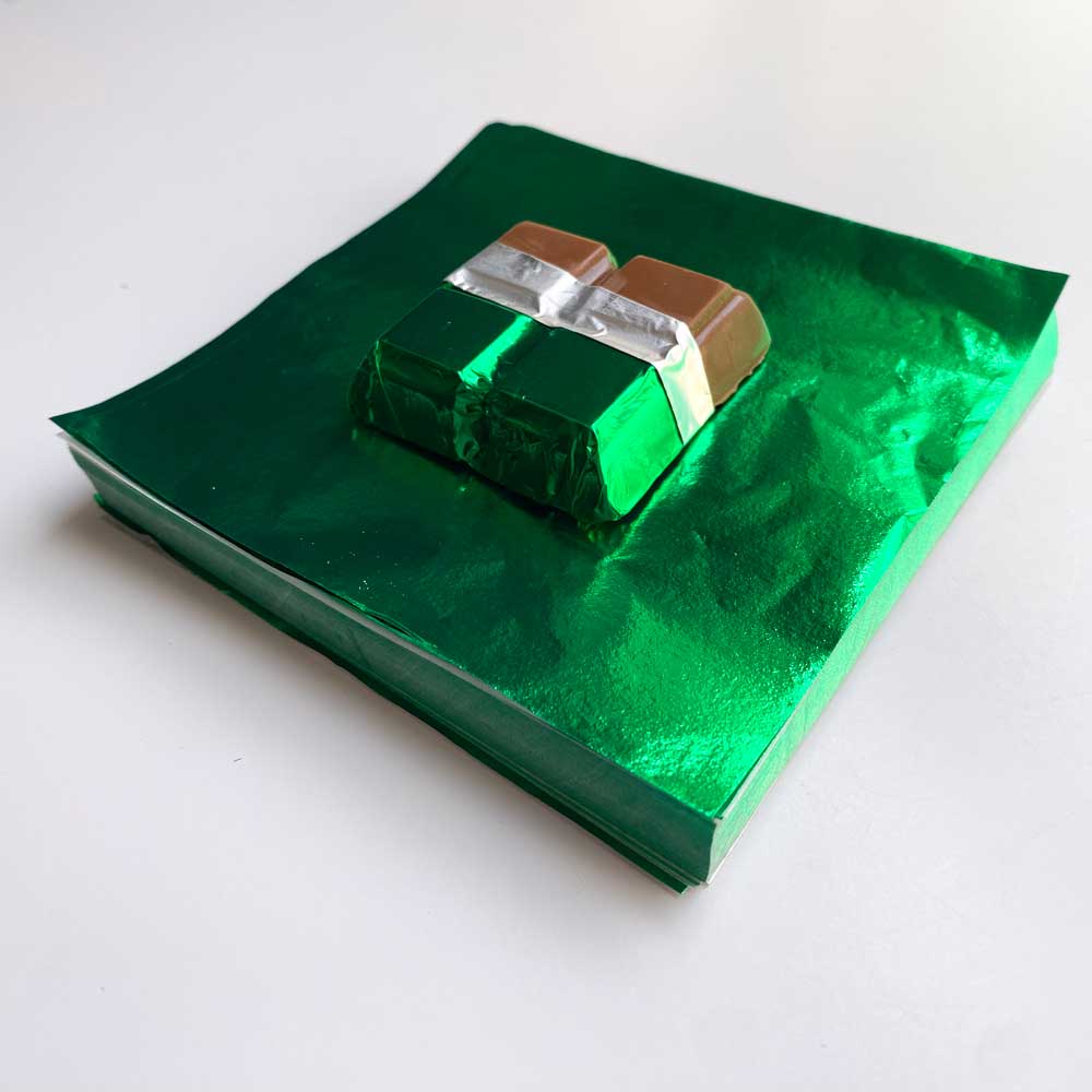 4x4 inch Green Foil Candy Wrappers - Image 2