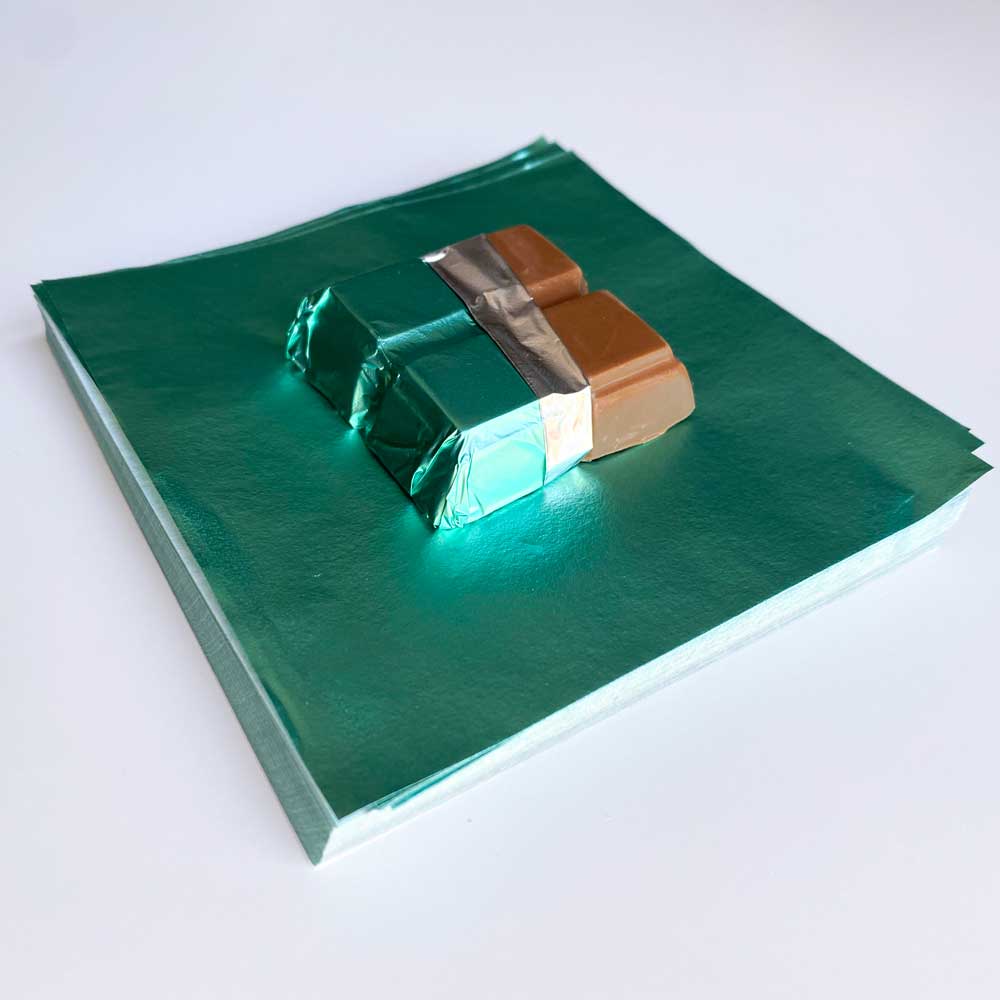 4x4 inch Light Jade Foil Candy Wrappers - Image 3