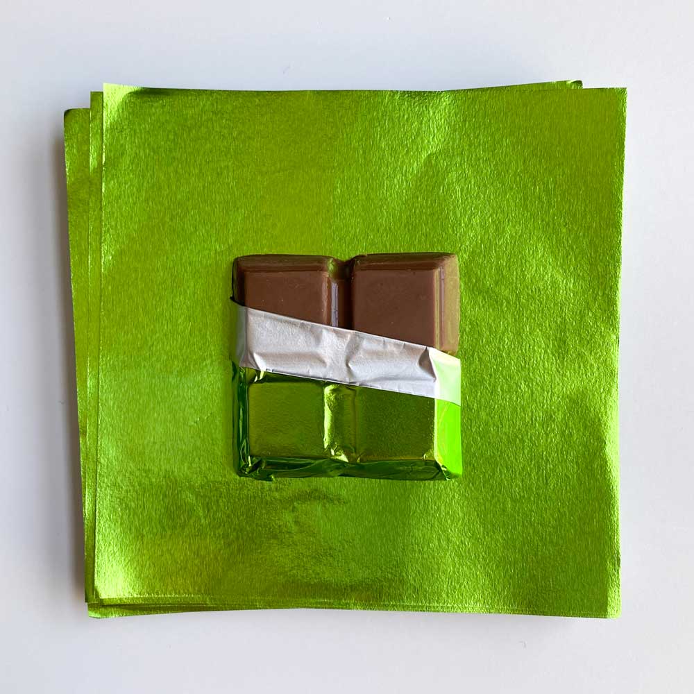 4x4 inch Lime Green Foil Candy Wrappers
