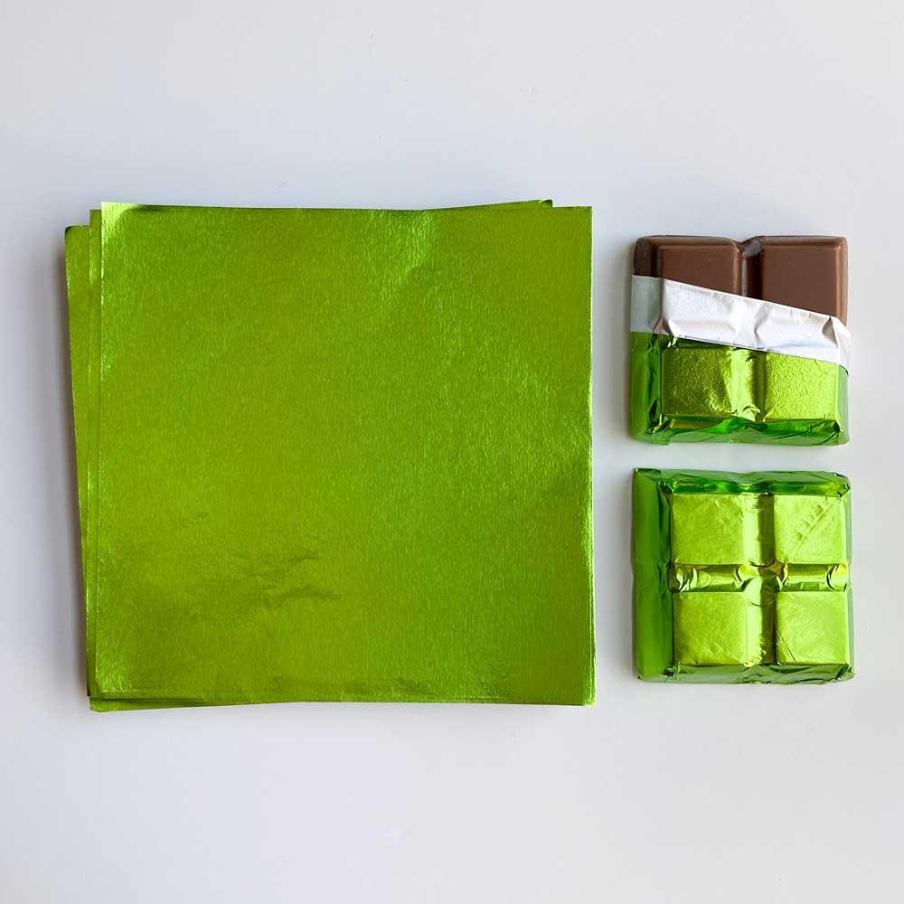 4x4 inch Lime Green Foil Candy Wrappers - Image 3