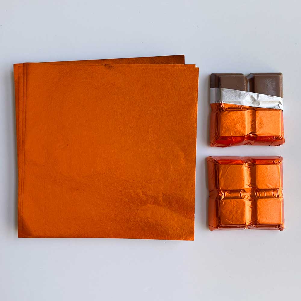 4x4 inch Orange Foil Candy Wrappers - Image 3