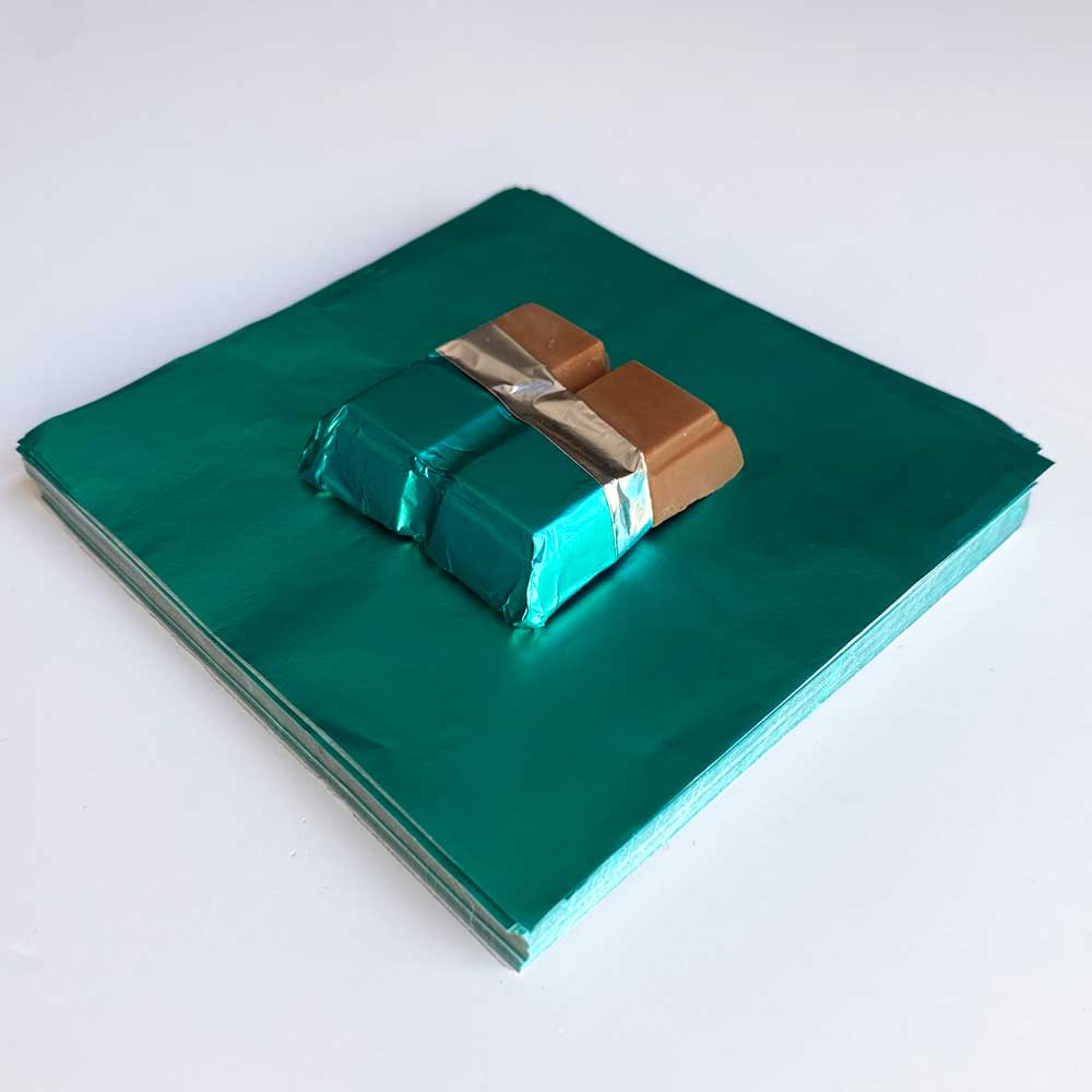 4x4 inch Teal Foil Candy Wrappers - Image 2