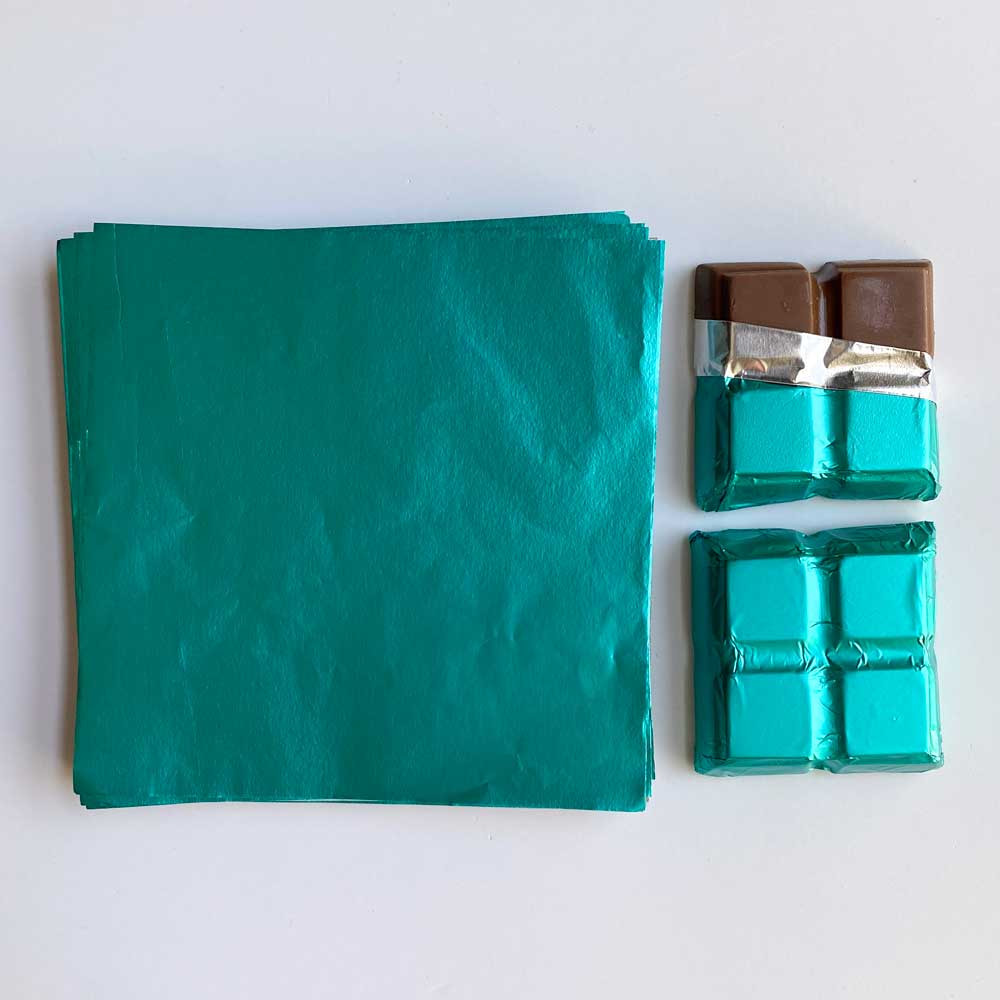4x4 inch Teal Foil Candy Wrappers - Image 3