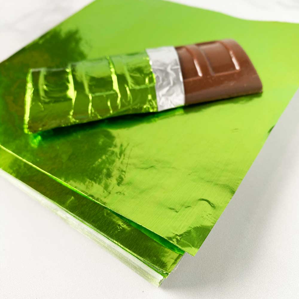 6x6 inch Lime Green Foil Candy Wrappers - Image 2
