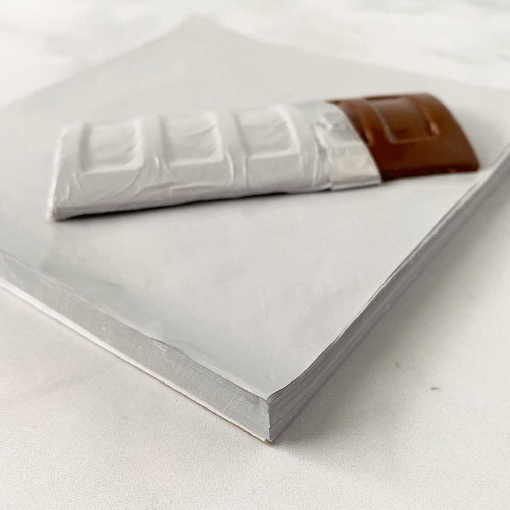 6x6 inch White Foil Candy Wrappers - Image 2