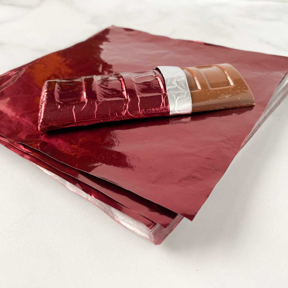 6x6 inch Burgundy Foil Candy Wrappers - Image 2