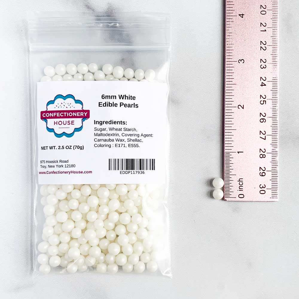 6MM White Edible Pearls - Image 3