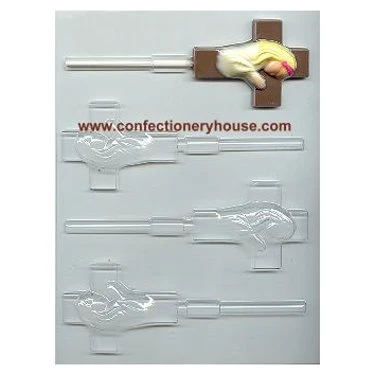 Cross With Girl Praying Pop Candy Mold