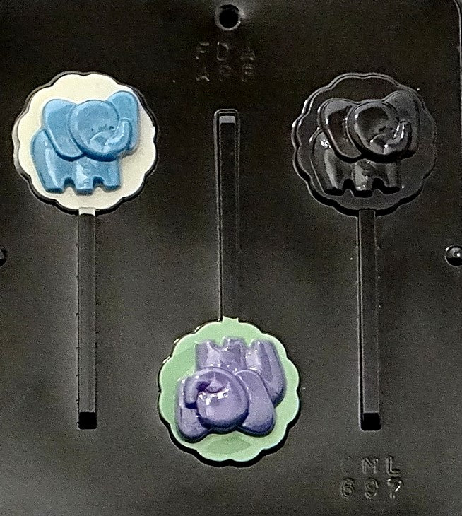Elephant on Scallop Lollipop Chocolate Mold