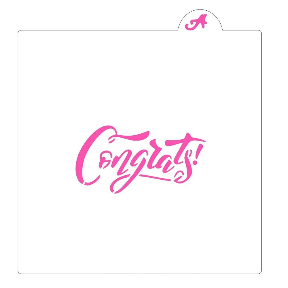 Fancy Congrats Cookie Stencil
