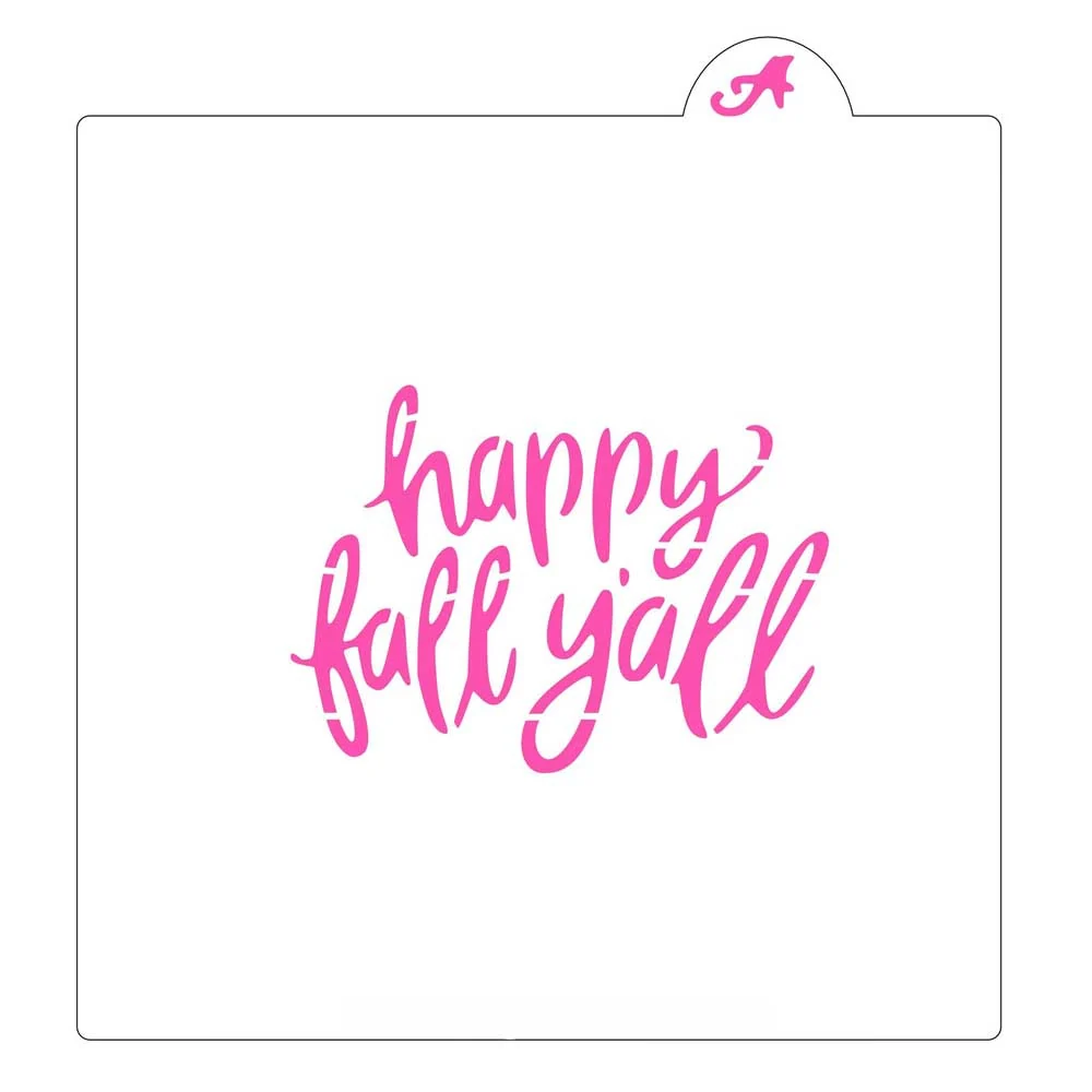 Happy Fall Yall Script Cookie Stencil