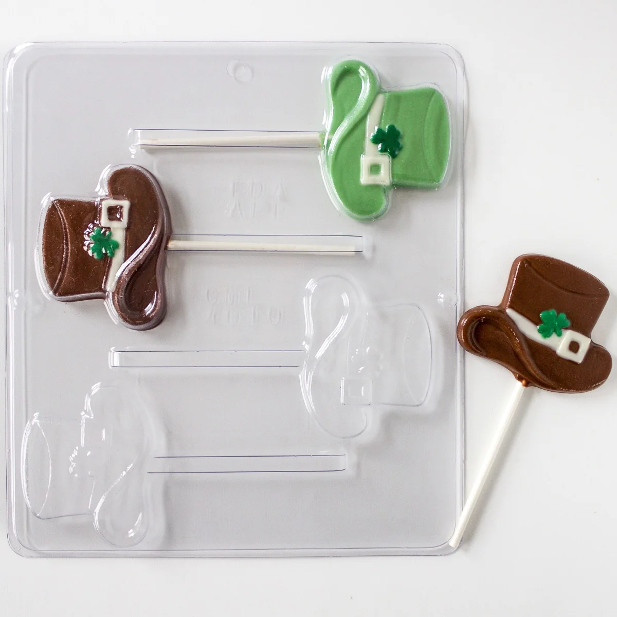Hat with Shamrock Lollipop Chocolate Mold