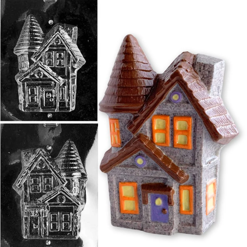 3D Haunted House Chocolate Mold 2 Part Set