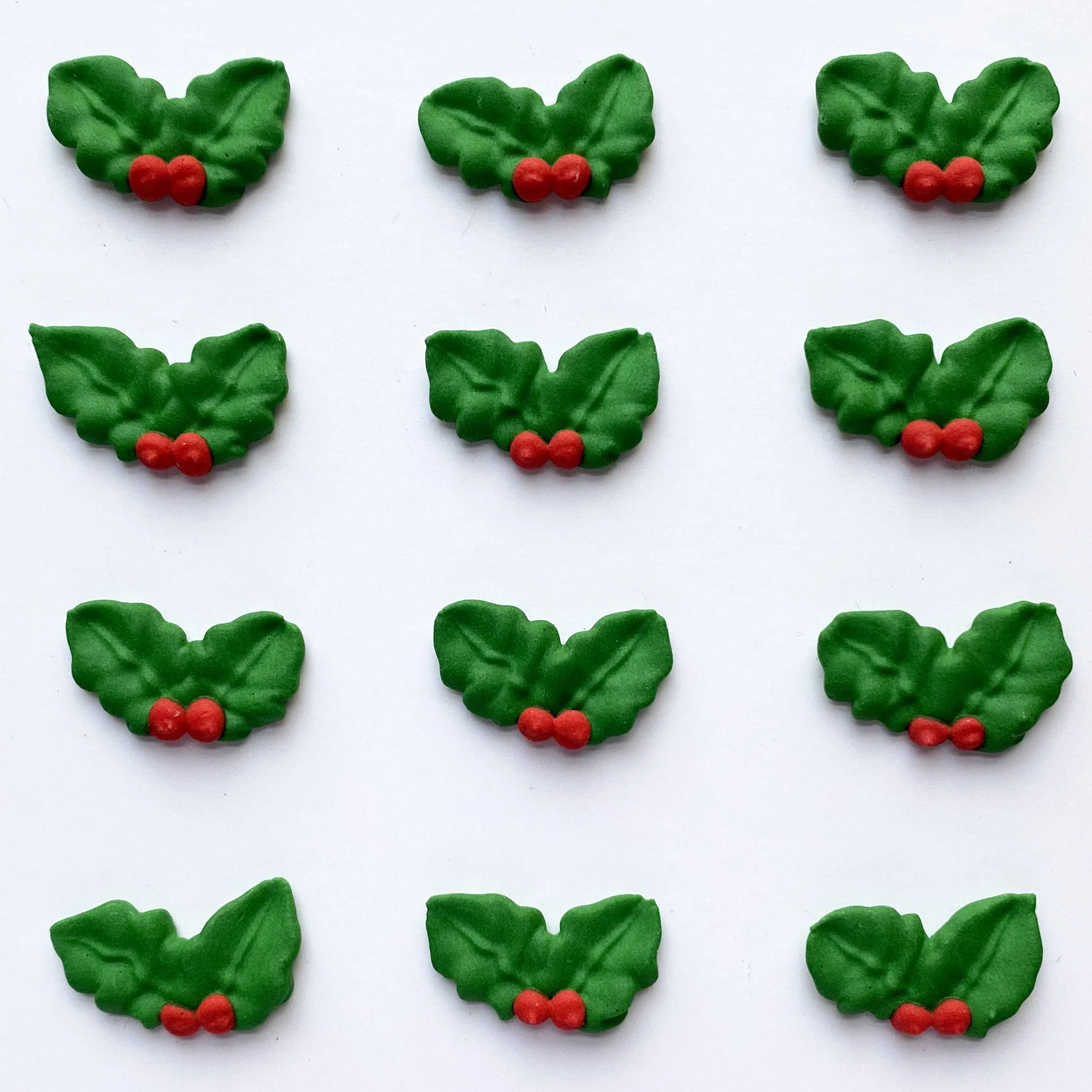 Holly Leaves With Berries Icing Decorations