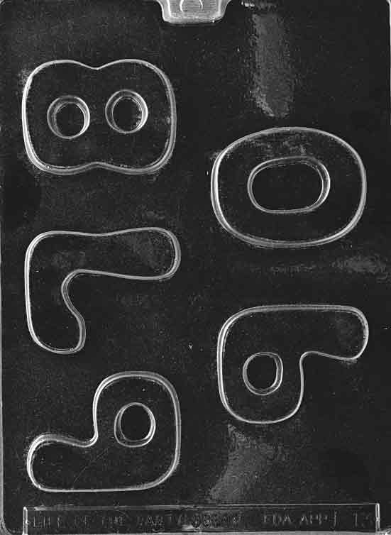Large Numbers 6 Through 0 Candy Mold
