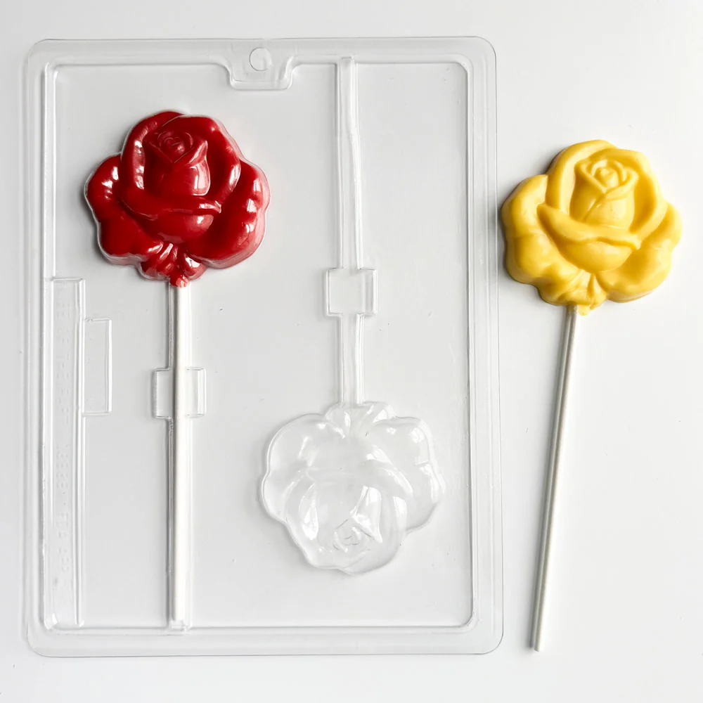 Long Stem Open Rose Pop Candy Mold