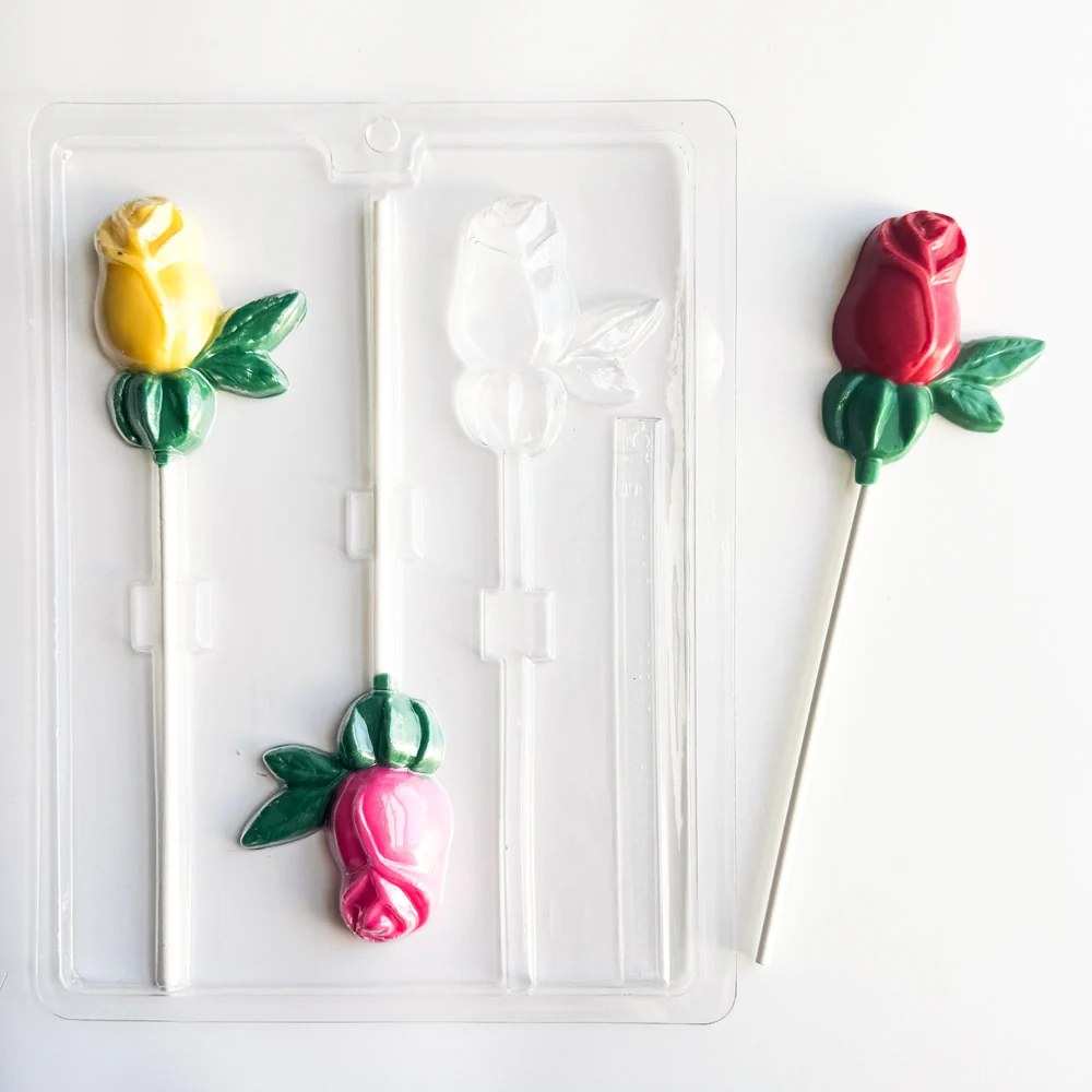 Long Stem Rose With Leaves Pop Mold