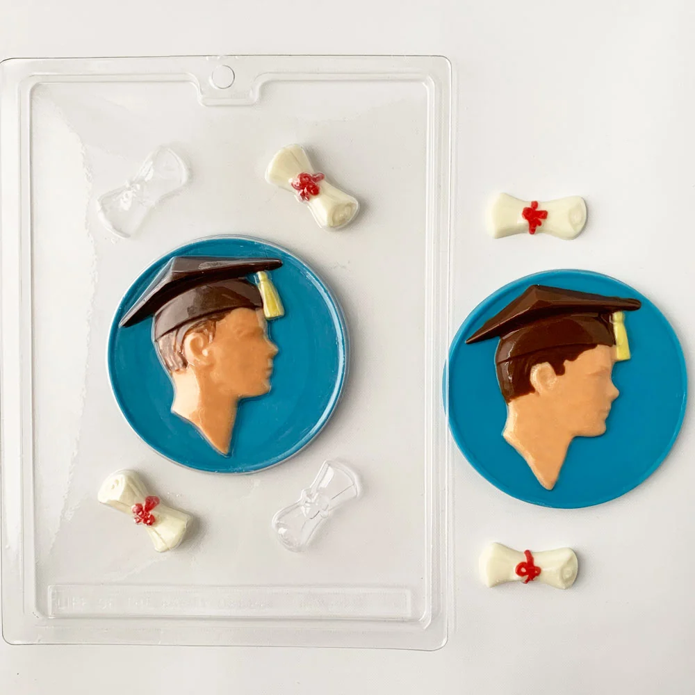 Male Grad with Diplomas Chocolate Mold