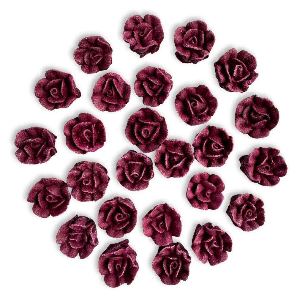 Mini Burgundy Royal Icing Roses