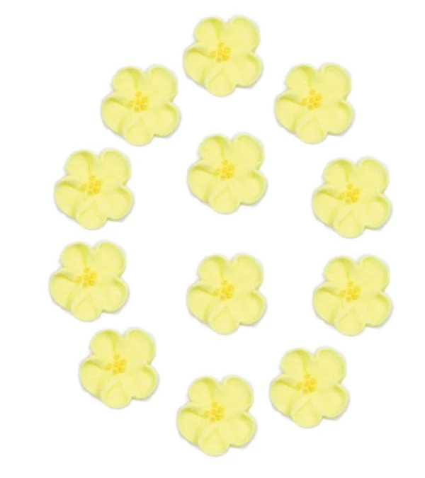Small Yellow Wild Rose Royal Icing Flowers