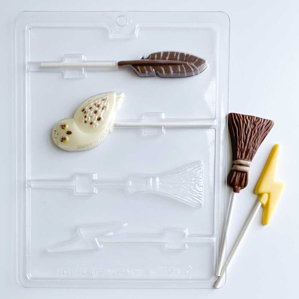 Owl, Feather, Broom, Bolt Wizard Lollipop Candy Mold