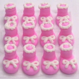 Pink Baby Booties Icing Decorations