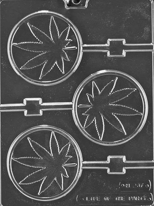 Round Marijuana Leaf Pop Candy Mold