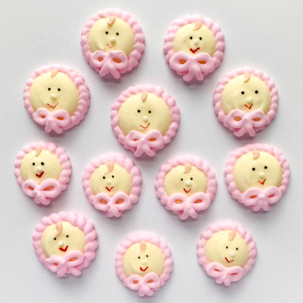 Royal Icing Baby Girl Face With Bonnet