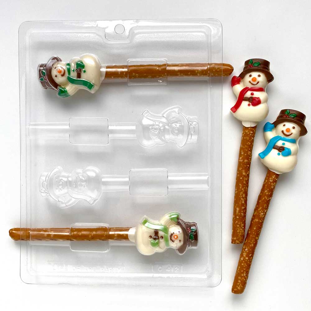 Snowman Pretzel Rod Candy Mold